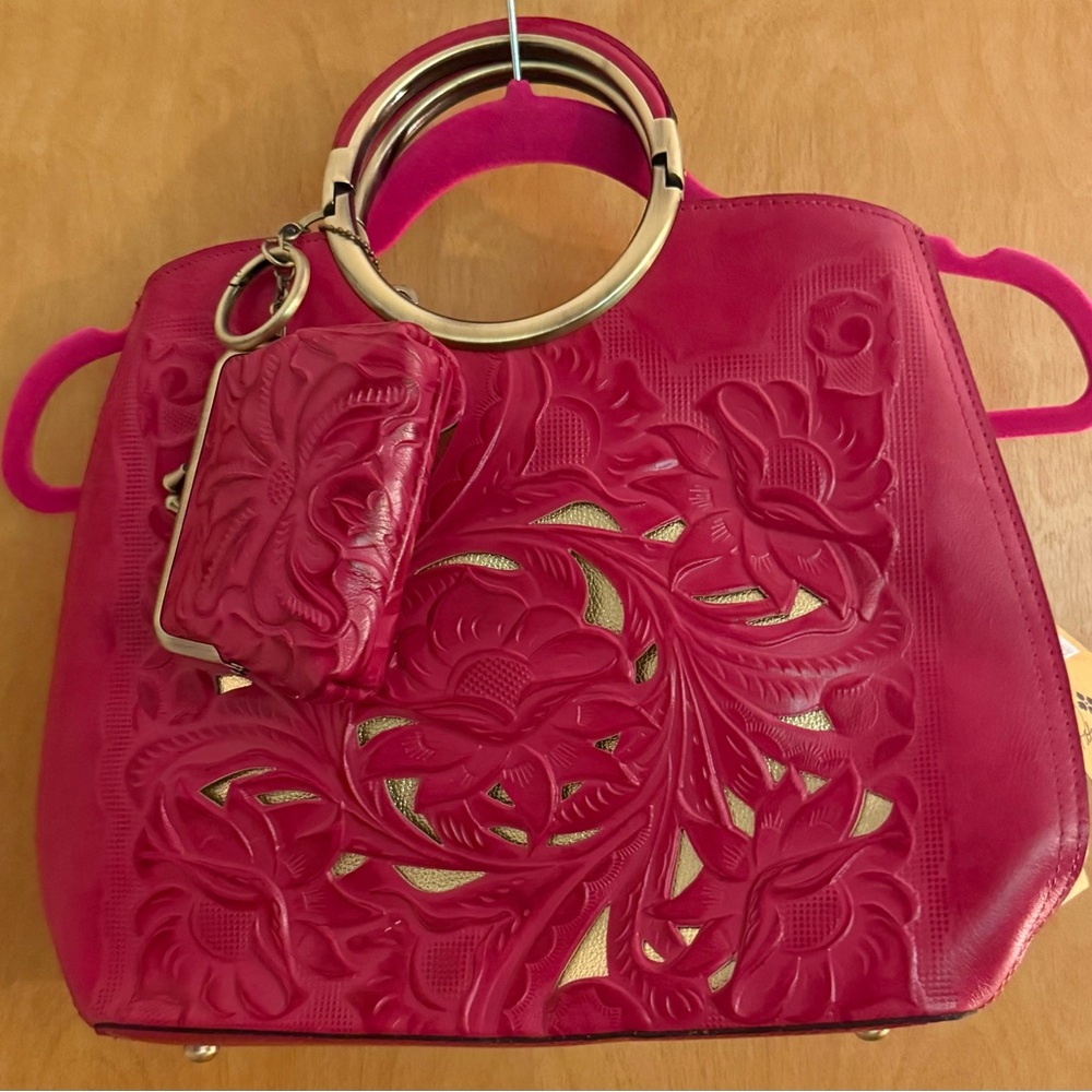 Patricia Nash Pink Floral Cutout Shoulder Bag